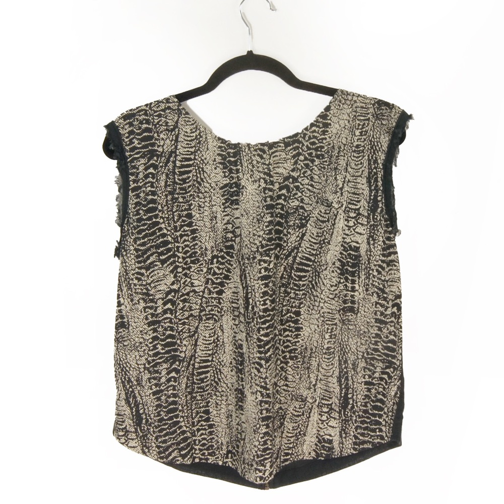 Deisel Snakeskin Animal Print Black Semi Sheer Back Sleeveless Top